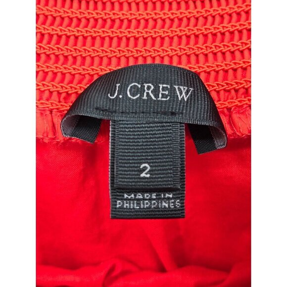 J. Crew Women Off The Shoulder Orange Cotton Babydoll Smocked Dress Size 2 - Picture 7 of 13